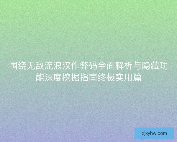 围绕无敌流浪汉作弊码全面解析与隐藏功能深度挖掘指南终极实用篇