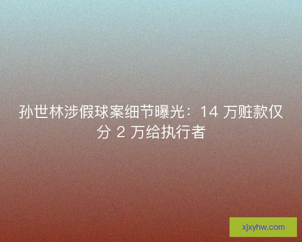 孙世林涉假球案细节曝光：14 万赃款仅分 2 万给执行者