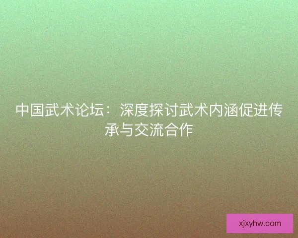 中国武术论坛：深度探讨武术内涵促进传承与交流合作